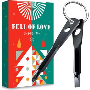Valentines Day Gifts for Him, KUSONKEY Keychain Screwdriver Tool Gifts Stocking Stuffers for Men, 4-in-1 Screwdriver Bit with Phillips, Slotted and Hex Wrench Cool Gadgets for Him, Husband, Boyfriend, Dad