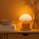 Cute Small Mushroom Lamp, PE Lampshade, Ceramic Base, Adjustable Light Color and Brightness with Power-Off Memory, Safe USB Powered, LED Mushroom Light for Bedroom Living Room (Orange)