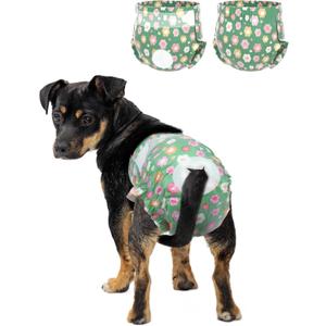 Pet Soft Dog Diapers Female, Disposable Female Dog Diaper, Doggie Diapers for Cat Puppy with Adjustable Foam Tail Hole(Green,12M)