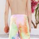 PATPAT Family Matching Swimsuits Swimwear: Mommy and Me Striped Spliced One-Piece Matching Swimsuits Set (2T, Colorful Tie-dye)