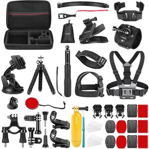 NEEWER 50 in 1 Action Camera Accessory Kit Compatible with GoPro Hero 12 11 10 9 DJI OSMO 4 3 2 Insta360 X3 X2 GO 3 SJCAM DBPOWER AKASO VicTsing APEMAN WiMiUS QUMOX Lightdow Campark Sony Sports DV