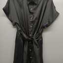 BTFBM Shirt Dresses for Women Button Down Short Sleeve Satin Ruched Maxi Spring Dress 2026 Cocktail Party Wedding Guest
 Size L