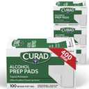 Curad Alcohol Prep Pads (Pack Of 4 Boxes) | 400 Pieces Of Medium Isopropyl Alcohol Wipes Individually Wrapped | First Aid Alcohol Swabs For Cuts & Scrapes | Medical Alcohol Pads For General Cleansing