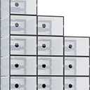 DUMOS Shoe Storage Boxes, 12-Pack Stackable Clear Shoe Containers with Lids, Display Sneaker Case Organizer for Closet, Under Bed, Entryway, Black, Fit Size 11.