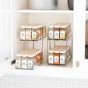 Yieach 4 Pack 2 Tier Vertical Spice Rack Pull Out,10.4'' Deep Narrow Slide Out Spice Rack Organizer for Inside Cabinets,Kitchen,Pantry,Cupboard Seasoning,Can,Jar Organizer and Medicine Cabinet Storage