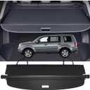 Retractable Cargo Cover Compatible with 2009-2015 Honda Pilot Power Tailgate Trunk Shielding Security Shade Privacy Screen Tonneau Luggage Cargo Organizers (Carbon Fiber Texture)