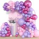 Amandir 153pcs Pink Purple Balloon Garland Arch Kit, Different Sizes 18 12 10 5 inch Pink Purple Red Latex Metallic Confetti Purple Balloons for Girl Women Birthday Bridal Baby Shower Party Decoration