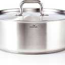 HOMICHEF 15 Quart LARGE Stainless Steel Braiser Pan with Lid - Commercial Grade NICKEL FREE Stainless Steel Healthy Braiser Pot 15 QT - Matte Polished Braising Pan Large