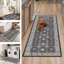 Washable 4-Piece Kitchen Floor Mats: Farmhouse Non-Slip Kitchen Sink Rug Easy Clean Water-Resistant Runners for Hallway Bathroom Soft Decorative Carpet for Pet Feeding Area(2x3+2x4+2x5+2x6,Black)