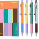 Solati Gel Pens, 5PCS 0.5mm Fine Point Smooth Writing Black Ink Pens, Cute Color Blocking Design with Rolling Clip, Quick Dry Writing Pens for School, Office & Gifts (Z3 5PCS Contrast Color)