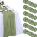 6 Pack Sage Green Cheesecloth Table Runner 10FT Cheese Cloth Boho Gauze Fabric Table Runner 35 x 120 Inch Rustic Sheer for Spring Holiday Wedding Baby Shower Party Decoration