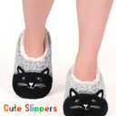 Cute Slippers for Women & Kids, Fuzzy Animal Slipper Socks with Non-slip Soles, Unique Funny Gifts (Gray)