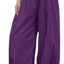 SANGTREE Girls & Woman Wide Leg Pants Lightweight Casual Elastic High Waist Straight Leg Loose Trousers,4 Years - Woman 2XL (Purple)