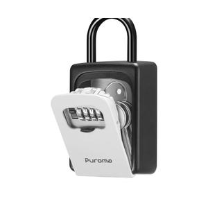 Puroma Lock Box, Large Key Lock Box Resettable Combination Code Lockbox, Portable Wall Mount Lockbox Security Safe Box for Outside Outdoor Home Office Door Handle House Key, Gray (1 Pack)