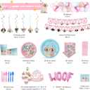223-Piece Dog Party Supplies Set - Serves 20, Includes Plates, Cups, Napkins, Utensils, Balloons, Banner, Table Cover - Multicolor Cartoon Animal Themed Dog Birthday Party Decorations