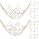 38 Pcs Starfish Fish Net Decorations Beach Starfish for Crafts 79 x 39 Inch Nature Fishing Fishnet Wall Decoration for Coastal Bedroom Bathroom Under The Sea Party Decorations