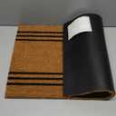 Welcome Doormats, Natural Coco Coir Mats with Non-Slip PVC Backing, Indoor Outdoor Mats for Home & Office, Floor Mats for Door Decor, Plain Entry Mat with Stripes, Beige & Black, 30"x17"