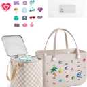 BAGSMART Beach Bag for Women, Water-resistant Rubber Tote Bag, Sandproof Vacation Essentials for Summer Swim Cruise Pool