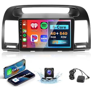 8Core 4G+64G Car Radio for Toyota Camry 2000-2006, Rimoody Car Stereo with Android 13 Carplay Android auto 9 Inch Touchscreen GPS 4G-WiFi Bluetooth FM DSP-36 Mirror Link 59-UI Themes Backup Camera