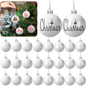 Wettarn 48 Pcs 2.36 Inch Christmas White Ball Ornaments with Lid Rope Matte and Shiny Blank Ornaments Set for Xmas Tree Decoration, DIY Crafts Holiday Party Decoration