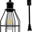Creative Hobbies Industrial Hanging Pendant Light with Plug-in Cord | Vintage Wire Cage Lamp for Various Spaces | 15' Cord with On/Off Switch | Matte Black