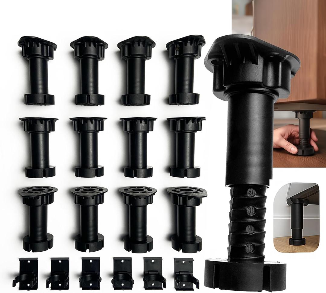 Adjustable Furniture Leveling Feet | Heavy-Duty Cabinet Levelers for Bed Frames, Desks, Shelves & Workbenches | Easy Install | Non-Slip, Commercial-Grade Support | 12-Pack (3.5-6)