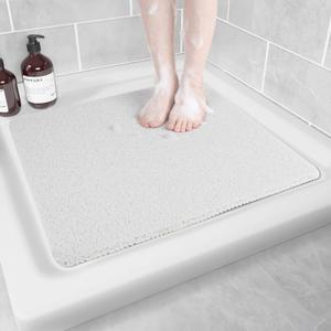 Non-Slip Bathtub Mat, Anti Slip Shower Mat, Fast Drying Bathtub Mats, Foot Scrubber Mat, Anti Slip Mat for Tub, Floor, Bathroom, Kitchen, Home, Hotel (White 24"24") (24" x 24" (Rectangular))