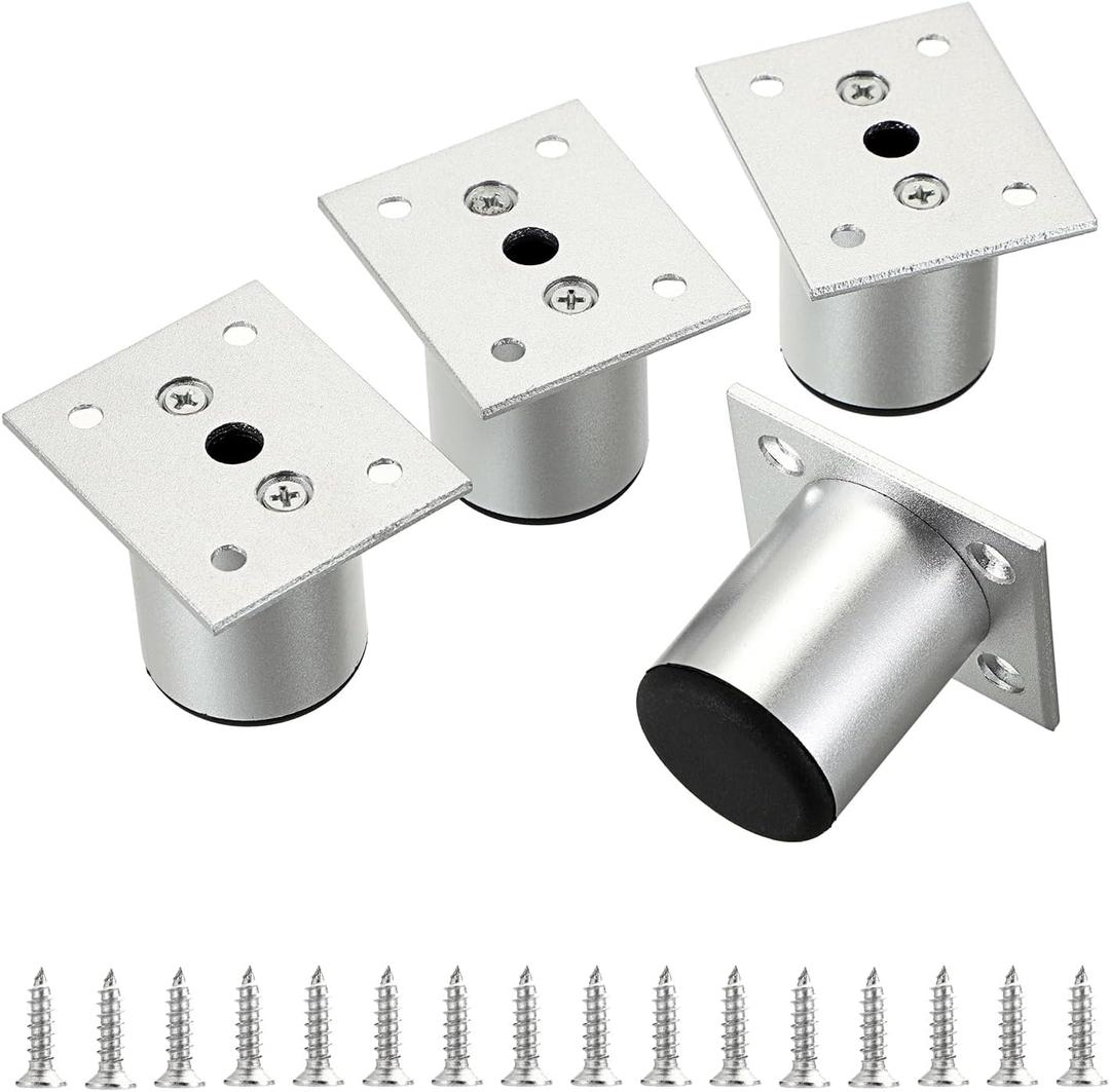 Sumnacon 4PCS Aluminium Alloy Furniture Legs - Round Adjustable Sofa Legs Furniture Cabinet Legs, 2 Inch Funiture Feet for Cabinet Desk Table Chair Sofa Bed, Silver