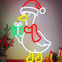 Christmas Neon Sign for Wall Decor Dimmable Christmas Goose LED Neon Light for Party Bedroom Christmas Decor for Window Kids Room Santa Claus Sign Festival Gifts for Kids Size 15.7 * 8.7in