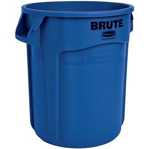 Rubbermaid Commercial Products BRUTE Heavy-Duty Round Trash/Garbage Can with Venting Channels, 10-Gallon, Blue, Waste Container for Landscapers/Construction/Restaurants/Offices/Driveway, Pack of 3