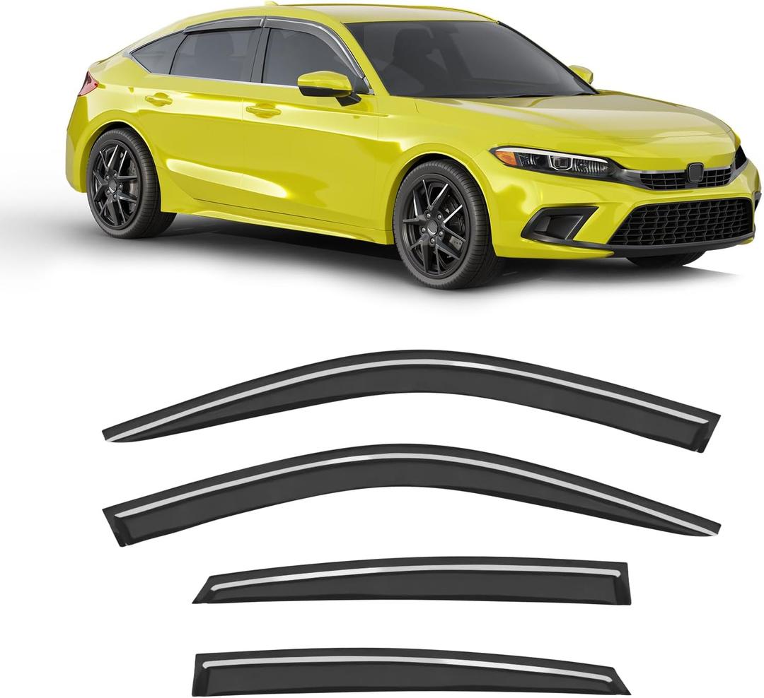 Low-Profile Window Rain Guard for Honda Civic Hatchback 2022-2026 Side Window Visors Extra-Thick Vent Visor HB LX Sport Touring EX-L Window Deflectors Vent Shades Car Accessories