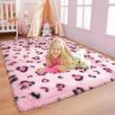 BENRON Pink Leopard Rugs, Soft Bedroom & Living Room Decor, Girls Room Cheetah Print, Small Dorm Apartment Entryway Rugs