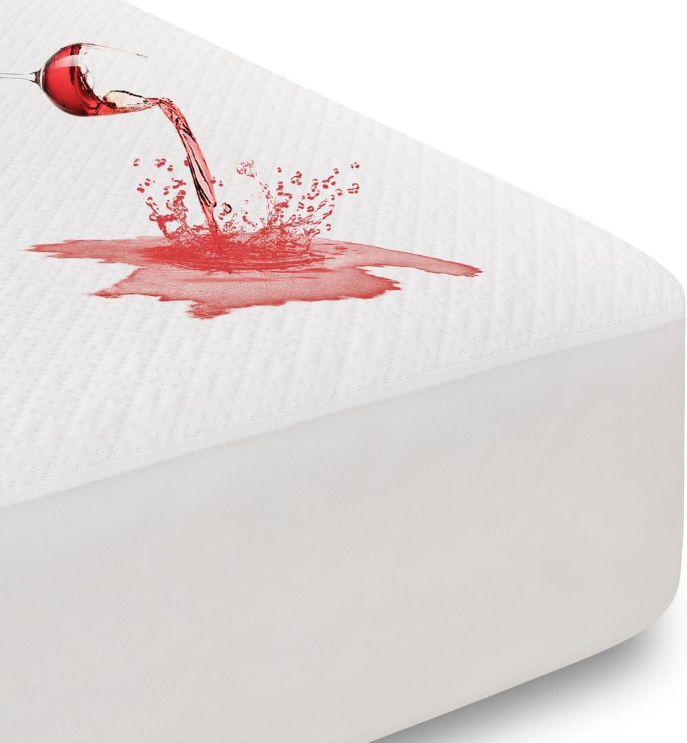 SOCHOW 4-Layer Ultra Soft Premium Waterproof Mattress Protector King Size, Cooling Mattress Pad Cover with Deep Pocket Up to 18'' Breathable Skin-Friendly and Low Noise (White)