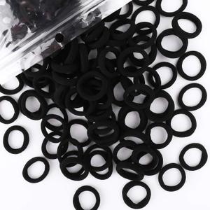 200PCS Black Baby Hair Bands – Mini Seamless Toddler Hair Ties – Soft Toddler Hair Ponytail Holders for Kids Girls, 1 Inch in Diameter, Black, by BAOLI