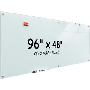 MaxGear Glass Whiteboard 96x48 Inches Wall Mounted, Magnetic White Board with 1 Eraser, 1 Accessory Tray, 4 Markers and 6 Magnets, Extra Large Frameless Dry Erase Board for Office, School, Home MaxGear Glass Whiteboard 96x48 Inches Wall Mounted, Magnetic White Board with 1 Eraser, 1 Accessory Tray, 4 Markers and 6 Magnets, Extra Large Frameless Dry Erase Board for Office, School, Home