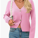 Saodimallsu Womens V Neck Cardigans Long Sleeve Button Down Cropped Knit Trendy Front Slit Dressy Casual Fall Sweater Blazers, L