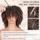 Braided Wigs for Black Women and Men Dreadlock Wig Short Afro Wig Layered Glueless Passion Twist Hair Faux Locs Crochet Hair Curly Synthetic Wig with Bangs (#1B/30 Ombre Brown, 12 Inch)
