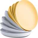 Nook Theory 8-Pack Reusable Wheat Straw Plates Set - Non Toxic and Non Plastic Dinner Plates for Kids and Adults, Lightweight Unbreakable Plate, Microwave Safe and Dishwasher Safe (Skylight 9")