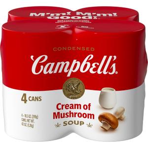 Campbell's Condensed Cream of Mushroom Soup, 10.5 Ounce Can (Pack of 4), BB Date 12/05/26