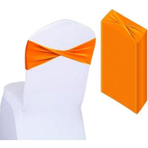 50 PCS Spandex Chair Sashes Bows Bands Slider Sashes Plain Bow Elastic Bands Ties Without Buckle for Wedding Graduation Banquet Events Decoration
