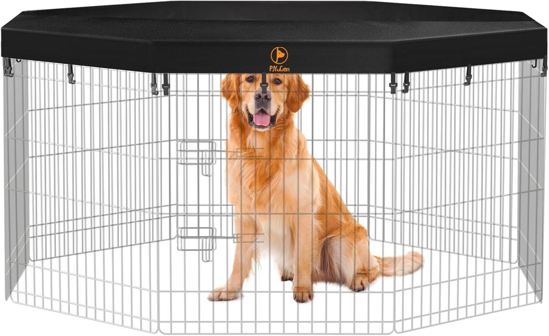 PJYuCien Mesh Top Cover - Fits 8 Panels 24 Inch Width Plastic/Metal Pet Pen Octagonal Dog Playpen (Note: Only Pen Top Cover, NO PLAYPEN) (Black)