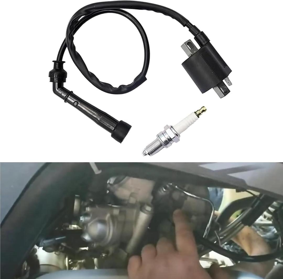 FZJDSD 3YF823700000 1PC Ignition Coil &Spark Plug Compatible with Yamaha Raptor 660R YFM660R Grizzly 660 Rhino 660 YFM660FA 2001-2008 Replace 5FU823100000 3KJ823101000 3YF-82370-00-00 5FU-82310-00-00