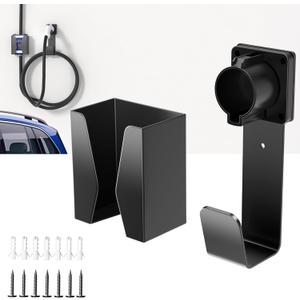EV Charger Holder Wall Mount - Nozzle Holster Dock with J-Hook - Heavy Duty EV Charging Box Holder for J1772.