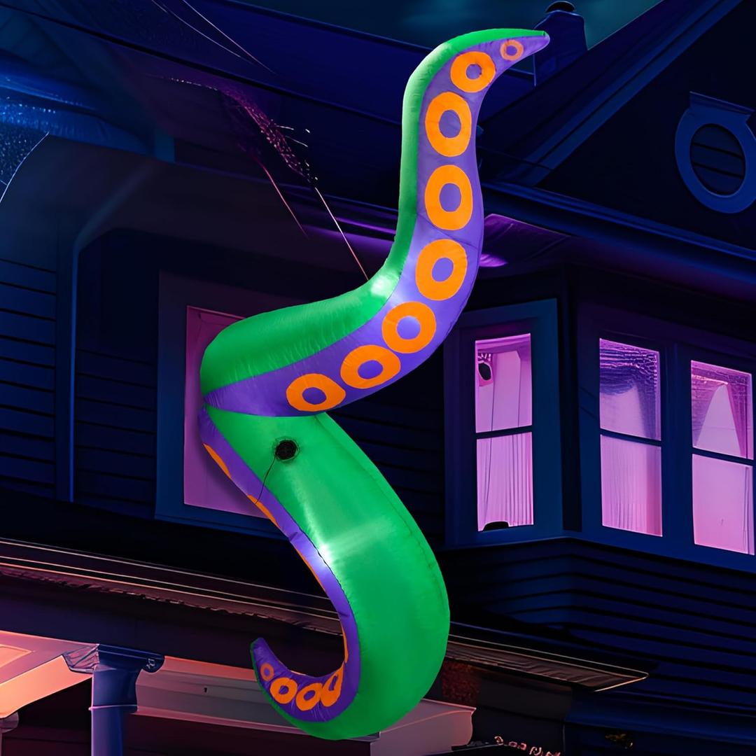 Joiedomi 7.2 FT Halloween Inflatables Octopus Tentacle Outdoor Decorations, Octopus Tentacle with Build-in LEDs Window Decoration Halloween Inflatables with Light Blow Up for Yard Party Decors Outside