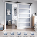 48x84 Inch Glass Sliding Barn Door Slab and 8ft Hardware Kit Included, 5 Frosted Glass, LVL Wood Panel Covered with Brown Water-Proof Scratch-Proof PVC Surface, Simple DIY Assembly