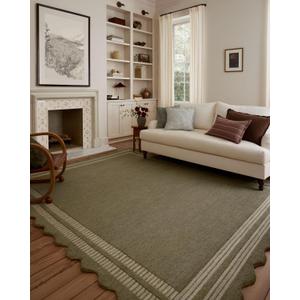 Loloi Chris Loves Julia Scottie Collection SCO-01 Olive/Pebble 2'-3" x 3'-9", .87" Pile Height, Runner Rug