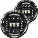 H6024 7 Inch Led Headlights with Daytime Running Light Compatible with Jeep Wrangler JK JKU CJ TJ LJ Chevy Ford GMC Dodge Mazda Miata Nissan Mack VW AM General Hummer H1 H2 Land Rover Defender 2PCS