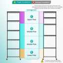 SINGAYE 6 Small Shelf Storage Wire Shelves Closet Bathroom Organizers Metal Pantry Kitchen Garage Shelving Unit Laundry Room Organization Home Narrow Rack Net Basket with Wheels Black, 6Tier/11.5"D X 17.5"W X 61.5"H