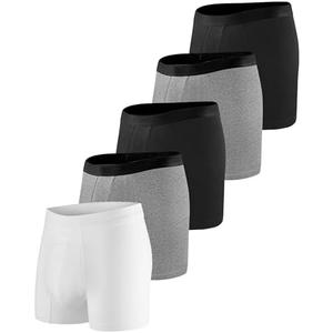 BEENIUBEE Incontinence Underwear for Men 150ML Absorbent Washable Reusable Heavy Flow Bladder Cotton Leak Proof Protective Boxer Briefs 5 Pack (Multicolor02, Large)