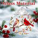 4 x Cardinal Ornament  Christmas Decoration & Christmas Ornament; Stained Glass Holiday Decoration (Holiday Present, Bauble Present, Gift Idea, Gift Exchange) | Heirloom Keepsakes